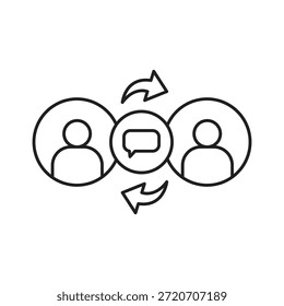 Social interaction line icon for communication, connection, and online engagement. Clean outline design ideal for apps, websites, UI, and modern digital platforms.