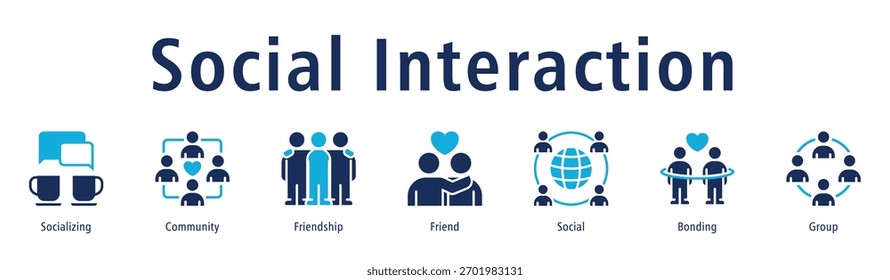 Social Interaction web banner icon vector illustration concept with icon of socializing, community, friendship, friend, social, bonding, and group.