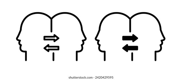 Social Interactions Line Icon. Human Relations and Dispute Icon in Black and White Color.