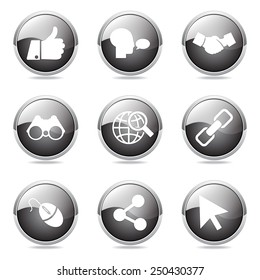 Social Internet Black Vector Button Icon Design Set