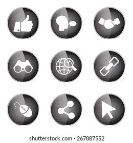 Social Internet Black Vector Button Icon Design Set