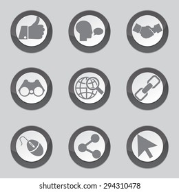 Social Internet Black Vector Button Icon Design Set