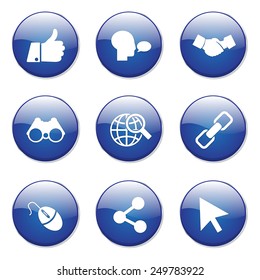 Social Internet Blue Vector Button Icon Design Set