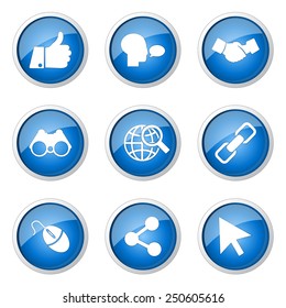 Social Internet Blue Vector Button Icon Design Set