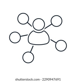 Social  internet  community communication. Person relations.Vector linear icon isolated on white background.