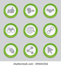 Social Internet Green Vector Button Icon Design Set