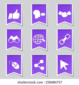 Social Internet Label Vector Violet Icon Design Set