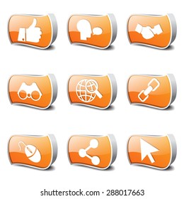 Social Internet Orange Vector Button Icon Design Set