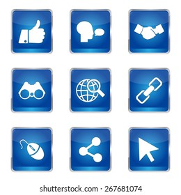 Social Internet Square Vector Blue Icon Design Set