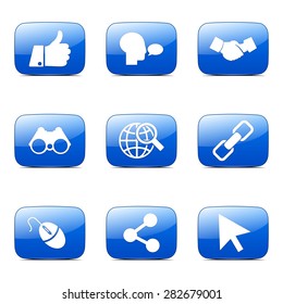 Social Internet Square Vector Blue Icon Design Set