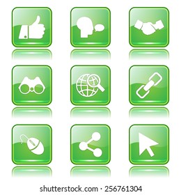 Social Internet Square Vector Green Icon Design Set