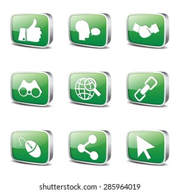 Social Internet Square Vector Green Icon Design Set