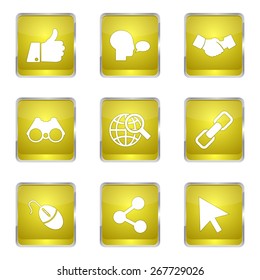 Social Internet Square Vector Yellow Icon Design Set