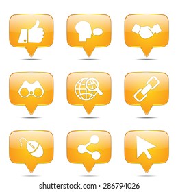 Social Internet Square Vector Yellow Icon Design Set