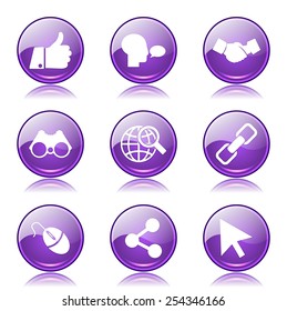 Social Internet Violet Vector Button Icon Design Set