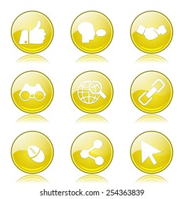 Social Internet Yellow Vector Button Icon Design Set