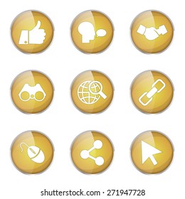 Social Internet Yellow Vector Button Icon Design Set