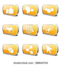 Social Internet Yellow Vector Button Icon Design Set