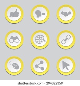Social Internet Yellow Vector Button Icon Design Set