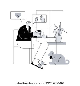 Aislamiento social abstracto concepto de ilustración vectorial. La privación social, el efecto de aislamiento, la soledad de los ancianos, el problema de los ancianos, los discapacitados, la salud mental, la vida por sí sola, la metáfora abstracta.