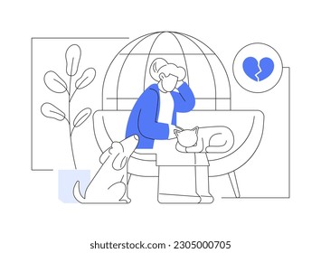 Social isolation abstract concept vector illustration. Social deprivation, isolation effect, old people loneliness, elderly person problem, disabled, mental health, living alone abstract metaphor.