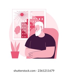 Social isolation abstract concept vector illustration. Social deprivation, isolation effect, old people loneliness, elderly person problem, disabled, mental health, living alone abstract metaphor.
