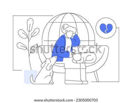 Social isolation abstract concept vector illustration. Social deprivation, isolation effect, old people loneliness, elderly person problem, disabled, mental health, living alone abstract metaphor.