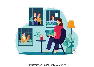 Social Isolation Illustration concept. Flat illustration isolated on white background