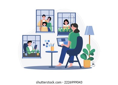 Social Isolation Illustration concept. A flat illustration isolated on white background