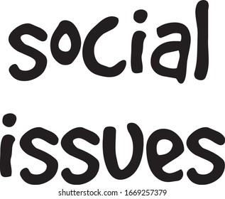 Social issues on white background. Handwritten lettering. Healthcare. Vector Eps. 8