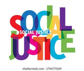 pancarta de ilustraciones vectoriales coloridas de justicia social. La justicia social es un concepto de relaciones justas y justas entre el individuo y la sociedad