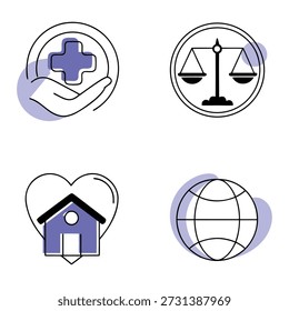 Concepto de justicia social e igualdad con icono de escala de justicia.
