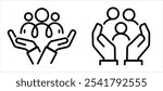 social justice Inclusion icon Two Hands, help or support Holding or Hugging People Group Symbol, community concern, age and cultural diversity, group