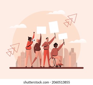 Social Justice - people protesting banner illustration