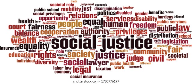 Social Justice Word Cloud Concept. Collage Made Of Words About Social Justice. Vector Illustration 