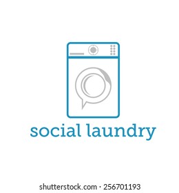 social laundry concept with washing machine