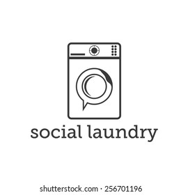 social laundry concept with washing machine