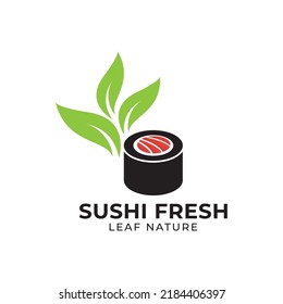social leaf sushi concept logo vector template.