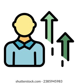 Social level up icon outline vector. Business corporate. Value core color flat