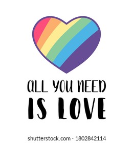 Social LGBT poster, banner with heart. Pride month. Flat vector illustration. Lesbian gay bisexual transgender concept love symbol.