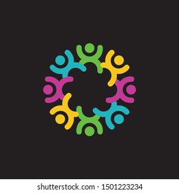 Social Life People Team Colorful Logo Icon Vector. Community Care Logo Template vector. Happy people
