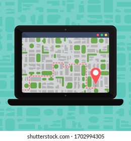 Social Life with Smartphone. Electronic Map On Smartphone In Hand in flat minimalistic style. Vector