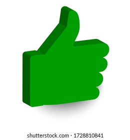 Social like green icon. Hand with thumb raised up as a sign in media space. Vector illustration. Stock Photo.