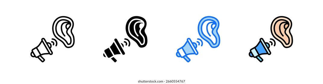 Conjunto de iconos de escucha social Colección de estilo múltiple