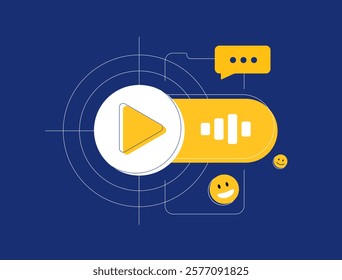 Social listening illustration - viral marketing, trends analysis and modern advertising. Social network monitoring, social media measurement and real-time audience insights. Vector illustration