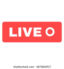Social live stream silhouette icon. Online broadcast news button idea flat color symbol. Web streaming red badge. Vector isolated drawing