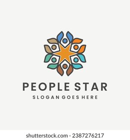 Social Logo design vector.  star of people  icon
