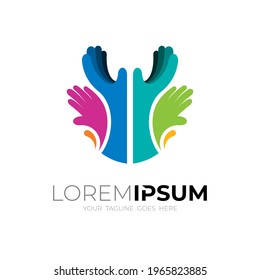 Social logo with hand design combination, colorful logos