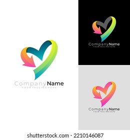 Social Logo With Love Design Vector, Community Icon, Love And Arrow