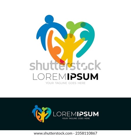 Social logos and charity for children, Education logo with love design, Donation logo